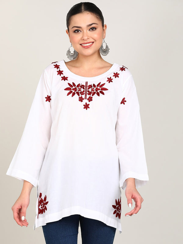 WHITE COTTON TOPS WITH EMBROIDERY