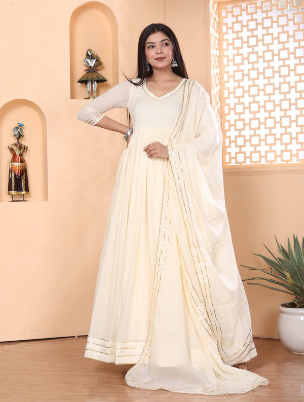 Cream Color Dimond Georgette anarkali dress