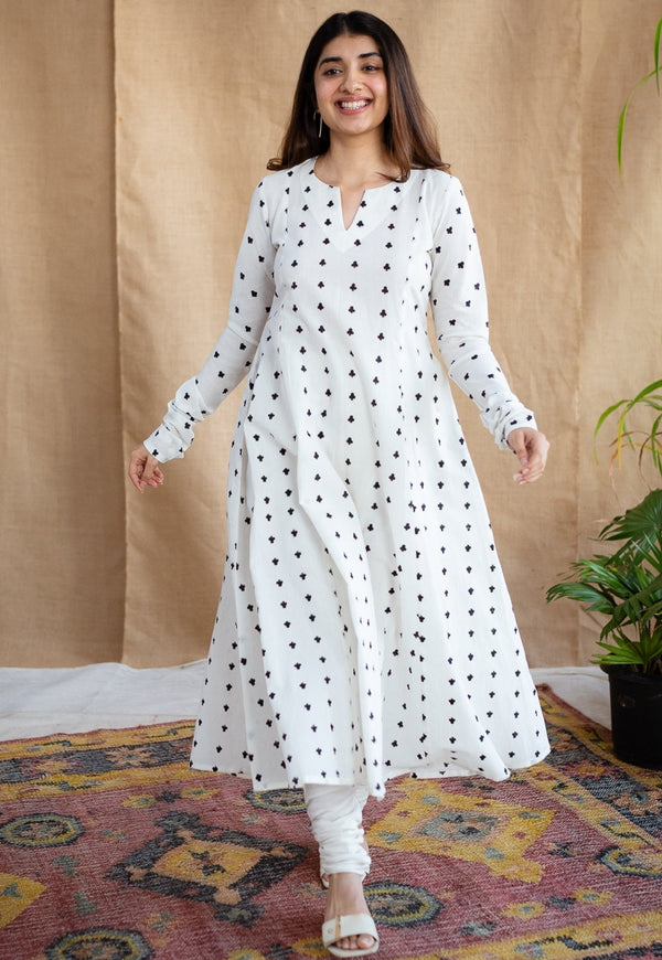 Shinat Screen Printed Cotton Kali Kurta