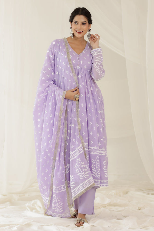 Evokee Lavender Cotton Dress