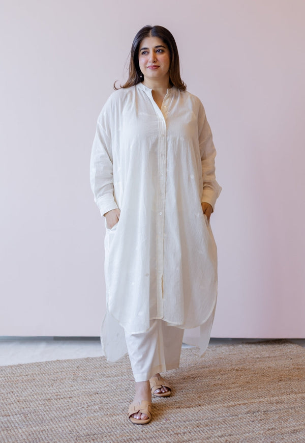 Asha Off White Cotton Anti-Fit Kurta