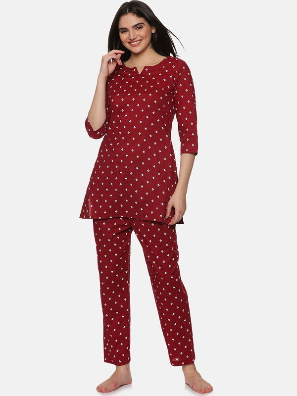 Printed Pure Cotton Kurti & Pyjamas