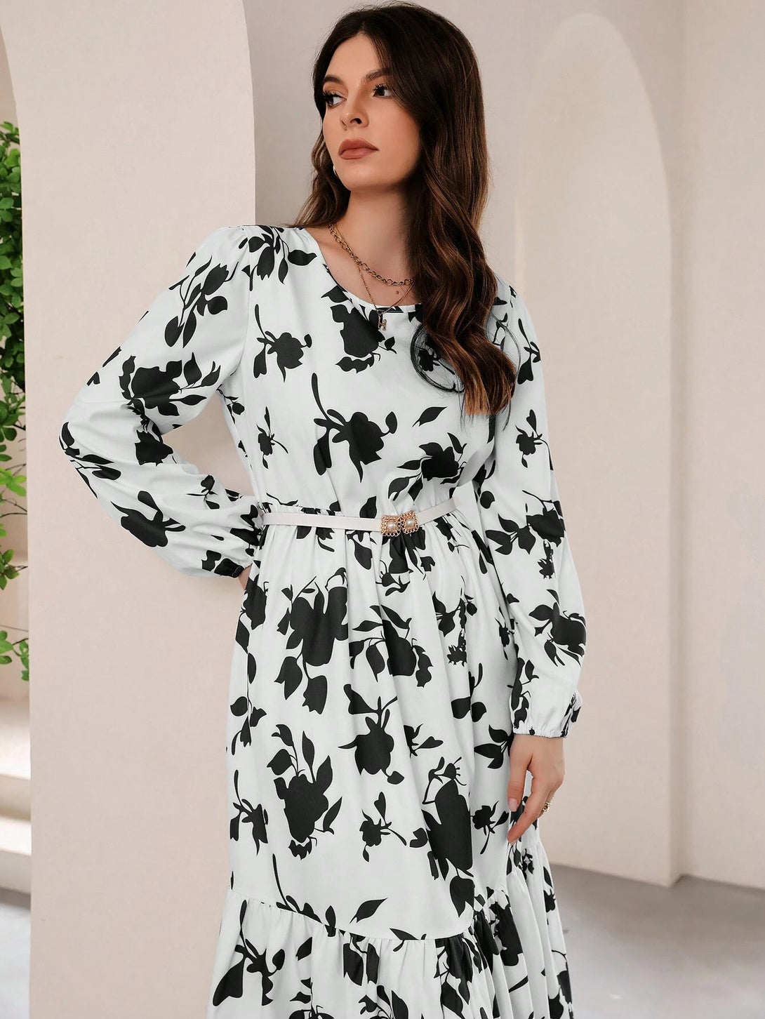 Black Printed Linen Women Dress Set Citystanja