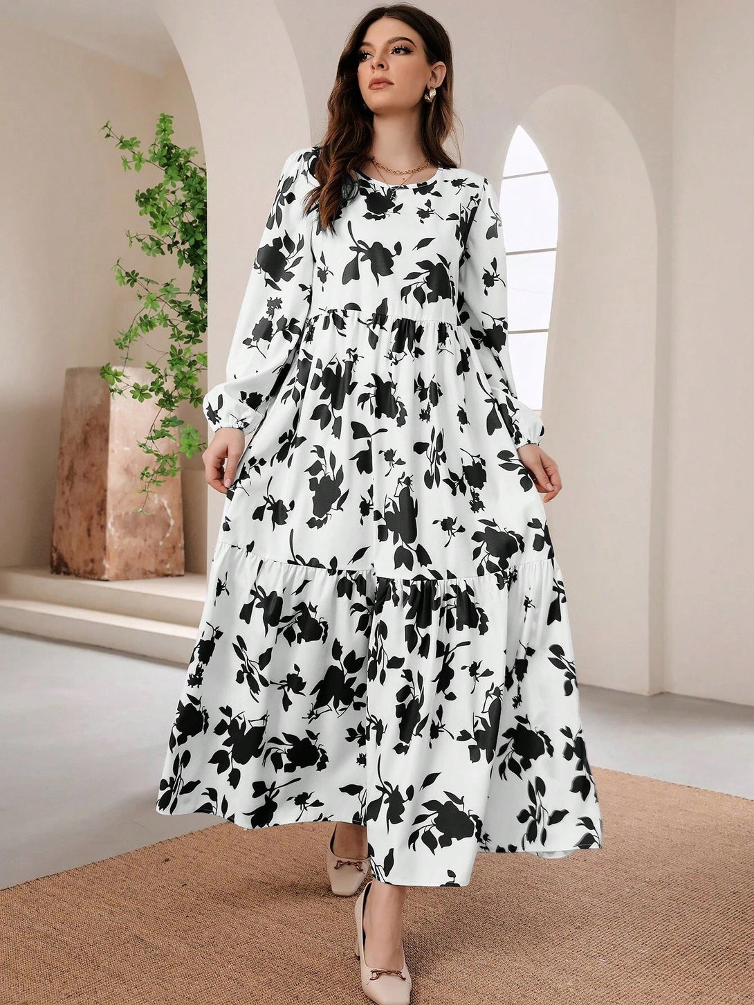 Black Printed Linen Women Dress Set Citystanja