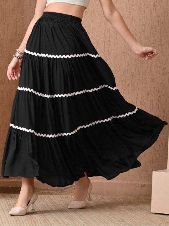Pinly A-Line Maxi Skirts