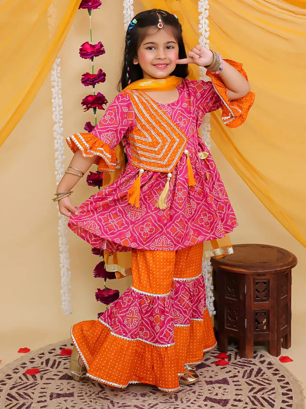 SCREEN PRINTED KURTI SHARARA AND DUPATTA