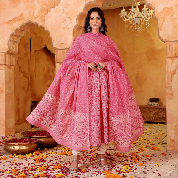 Dark Purple Pure Cotton Festival Suit Set with Dupatta