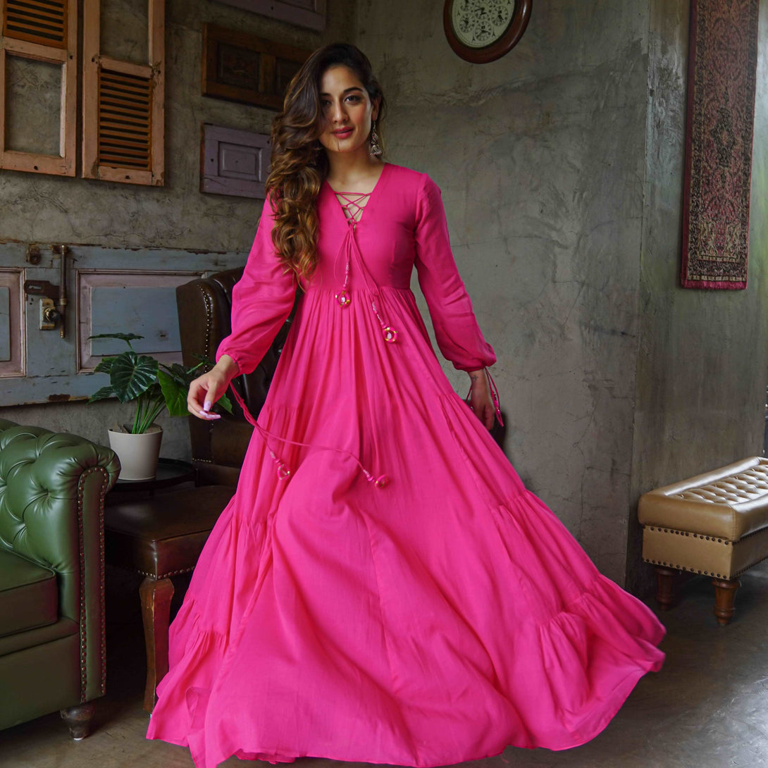 hot pink dress online india Buy Extravagant Couture Ball Gown High Fashion Pageant Outfit Custom Children's Wear Fun Fashion Hot Pink Dress Princess 3D Pageant Girls Dress Online in India