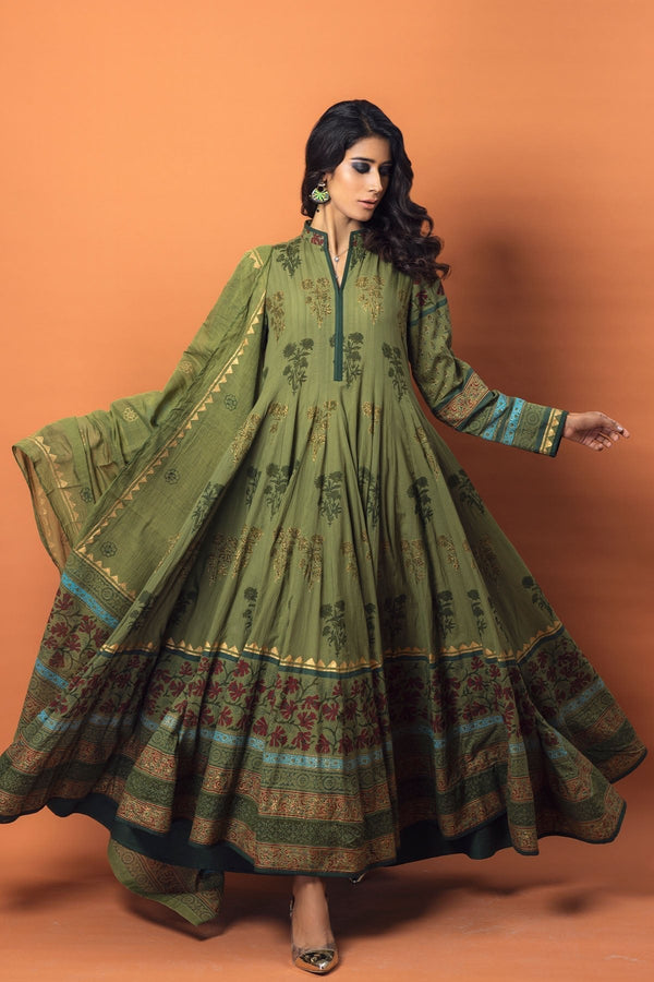 Pure Cotton Full Flare Anarkali Dress