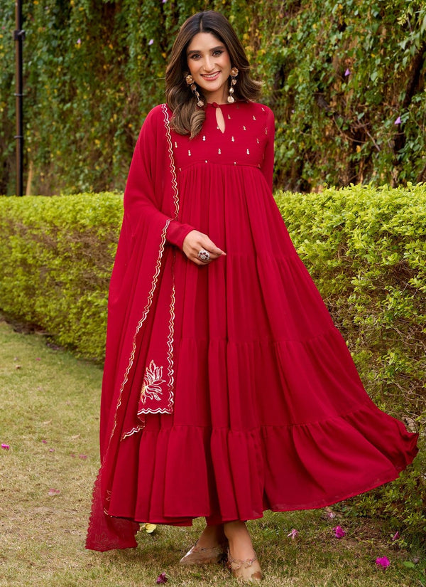 cotton dress with chiffon dupatta 3 Piece Embroidered Cotton Unstitched Dress With Chiffon Dupatta