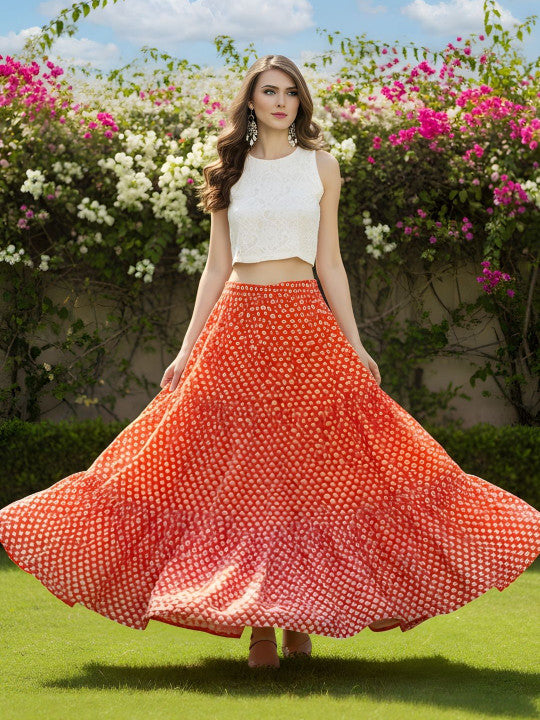 Printed High-Rise Pure Cotton Tiered Maxi Skirt