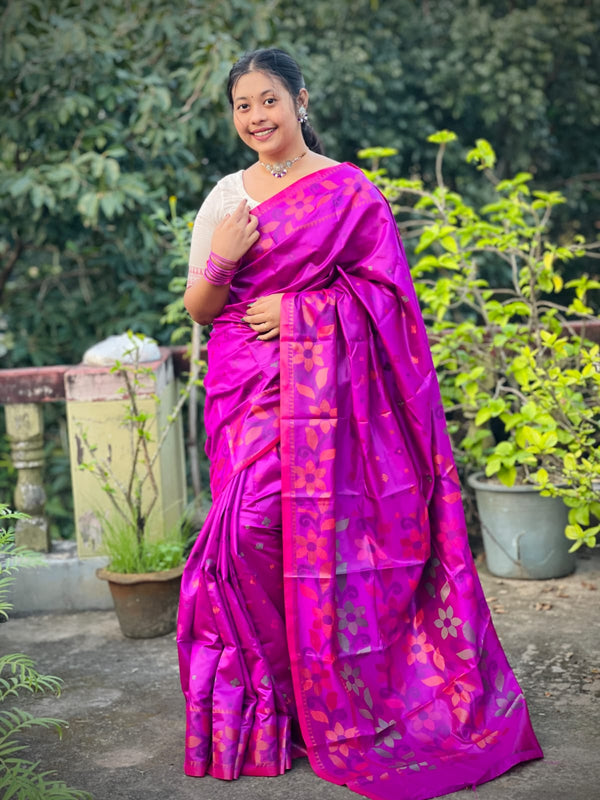 Printed katan saree new