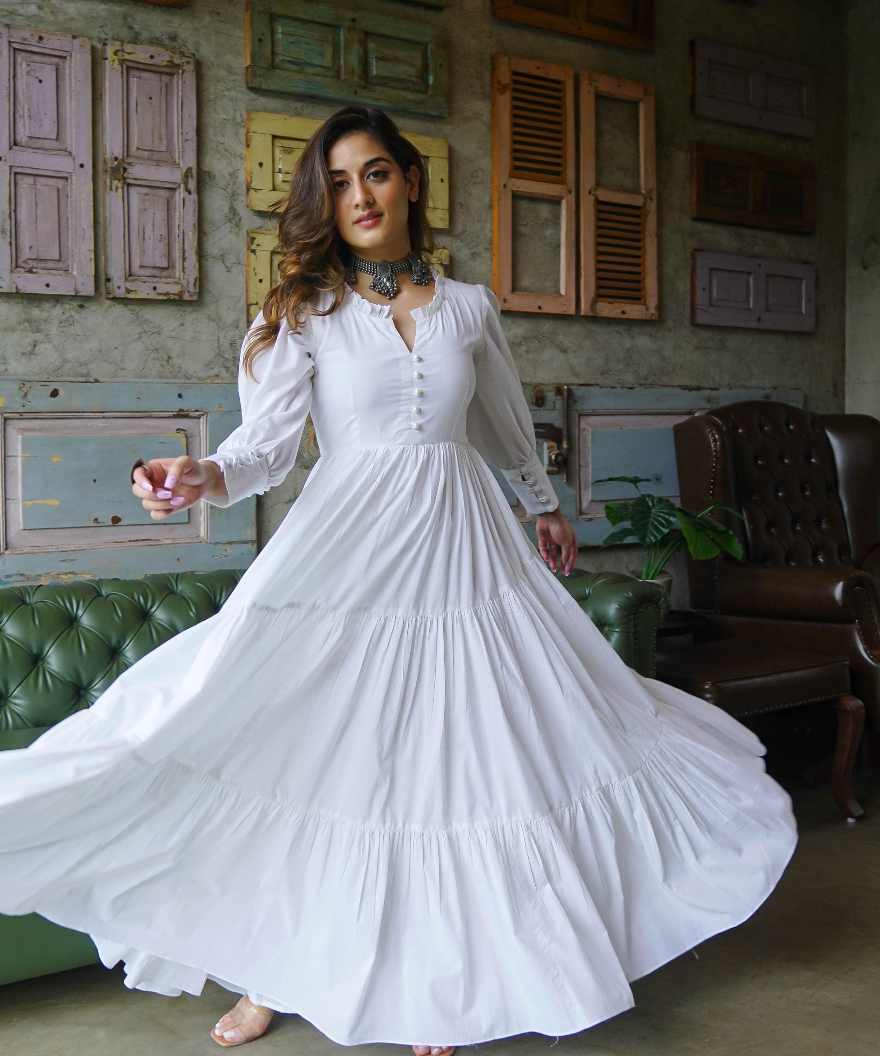 FAYE BLUE COTTON DRESS - Buy Designer Ethnic Wear for Women Online